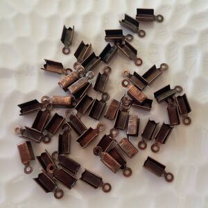 45 Fold Over Cord End Findings in Antique Copper Tone for Jewelry Craft Making